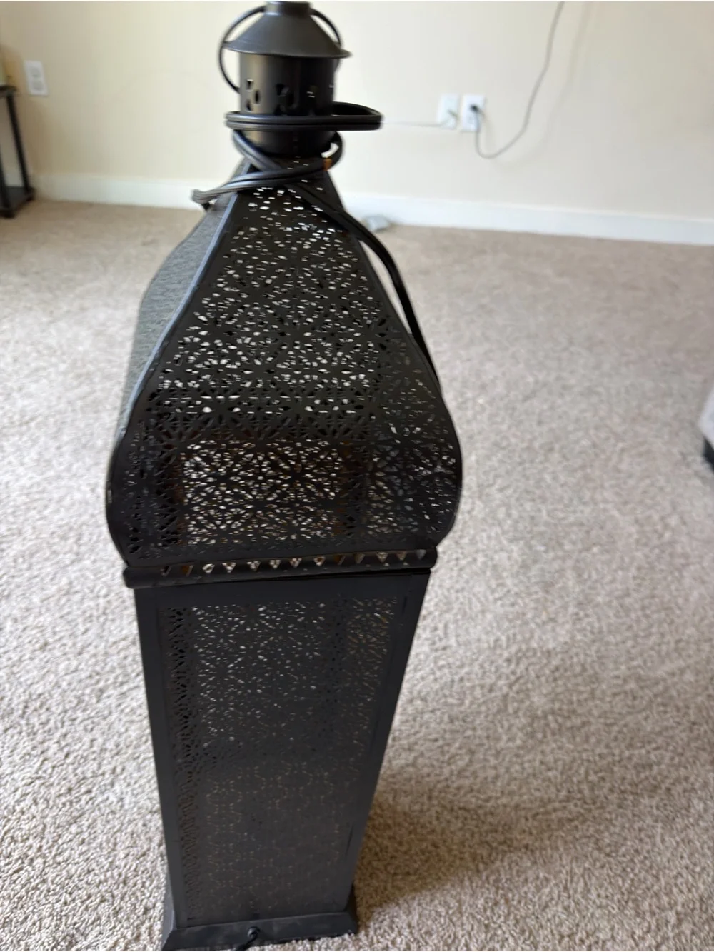 Black Decorative Moroccan-Style Floor Lantern - Unbranded